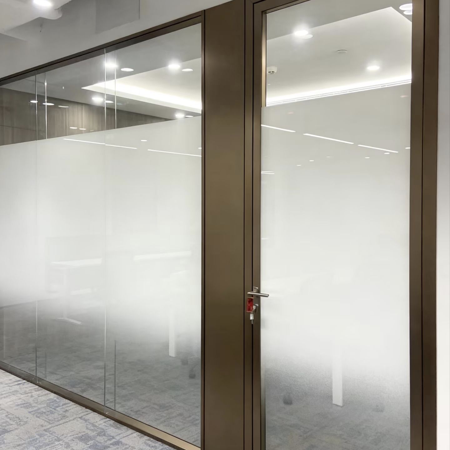 Modern Commercial Sliding Glass Partition System Frameless-look Acoustic Aluminum Framed Melamine Door Living Room Dining