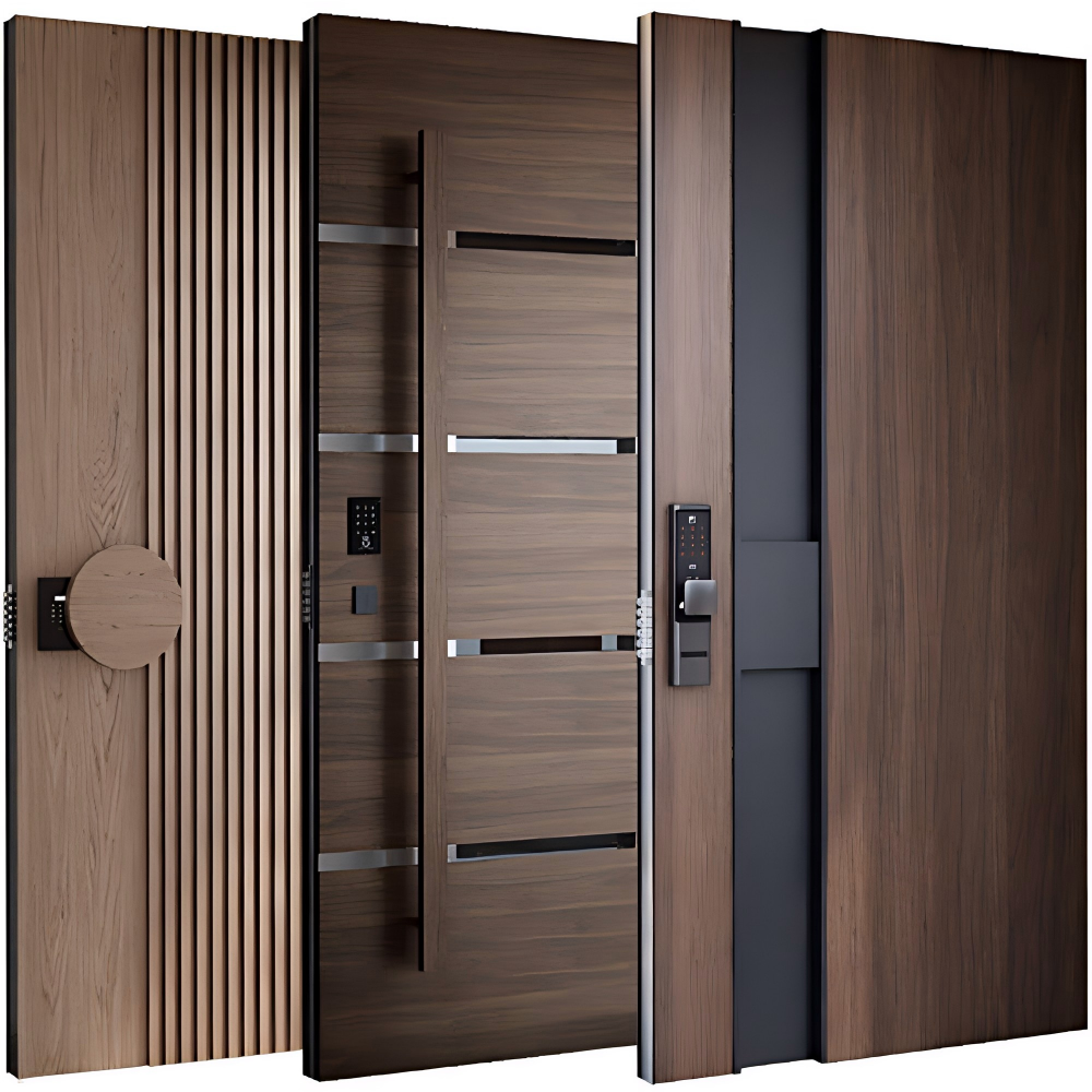 American Style Contemporary Modern Main Entrance Entry Wood Doors for Houses Modern Exterior Main Pivot Door