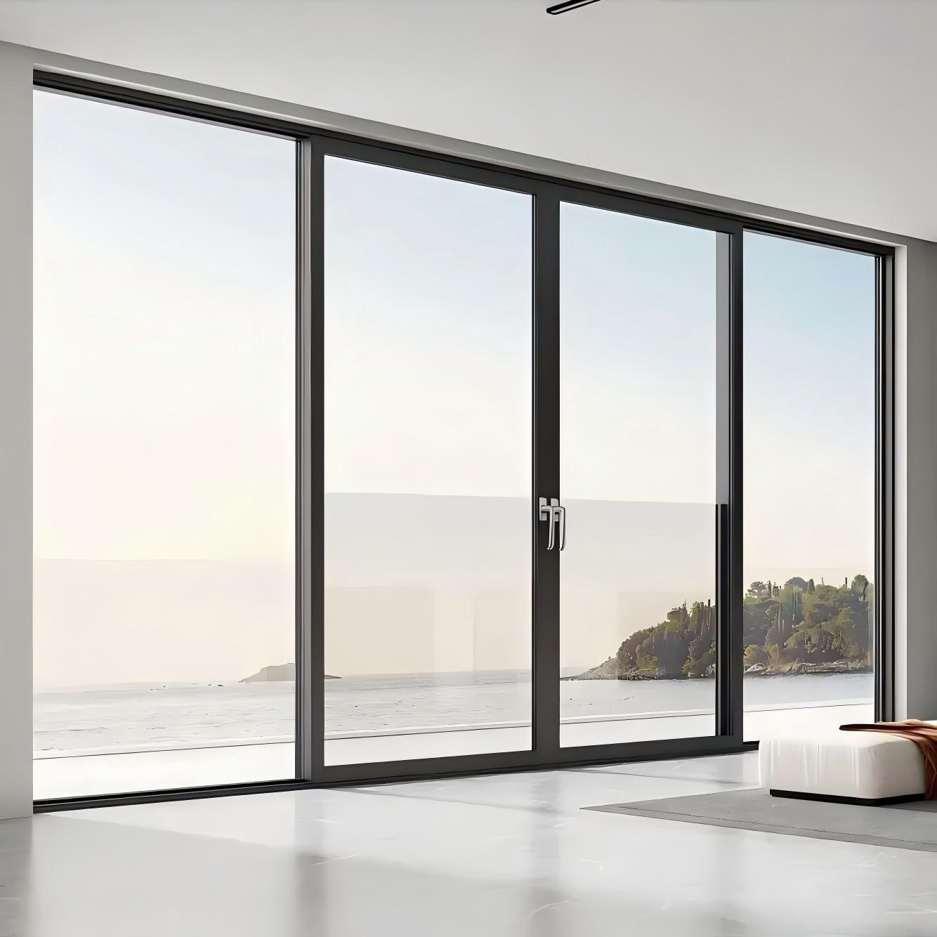 Double Glazed Aluminum Sliding Doors Windows Frameless Soundproof Sliding Glass Windows Customizable Size Kitchen Use