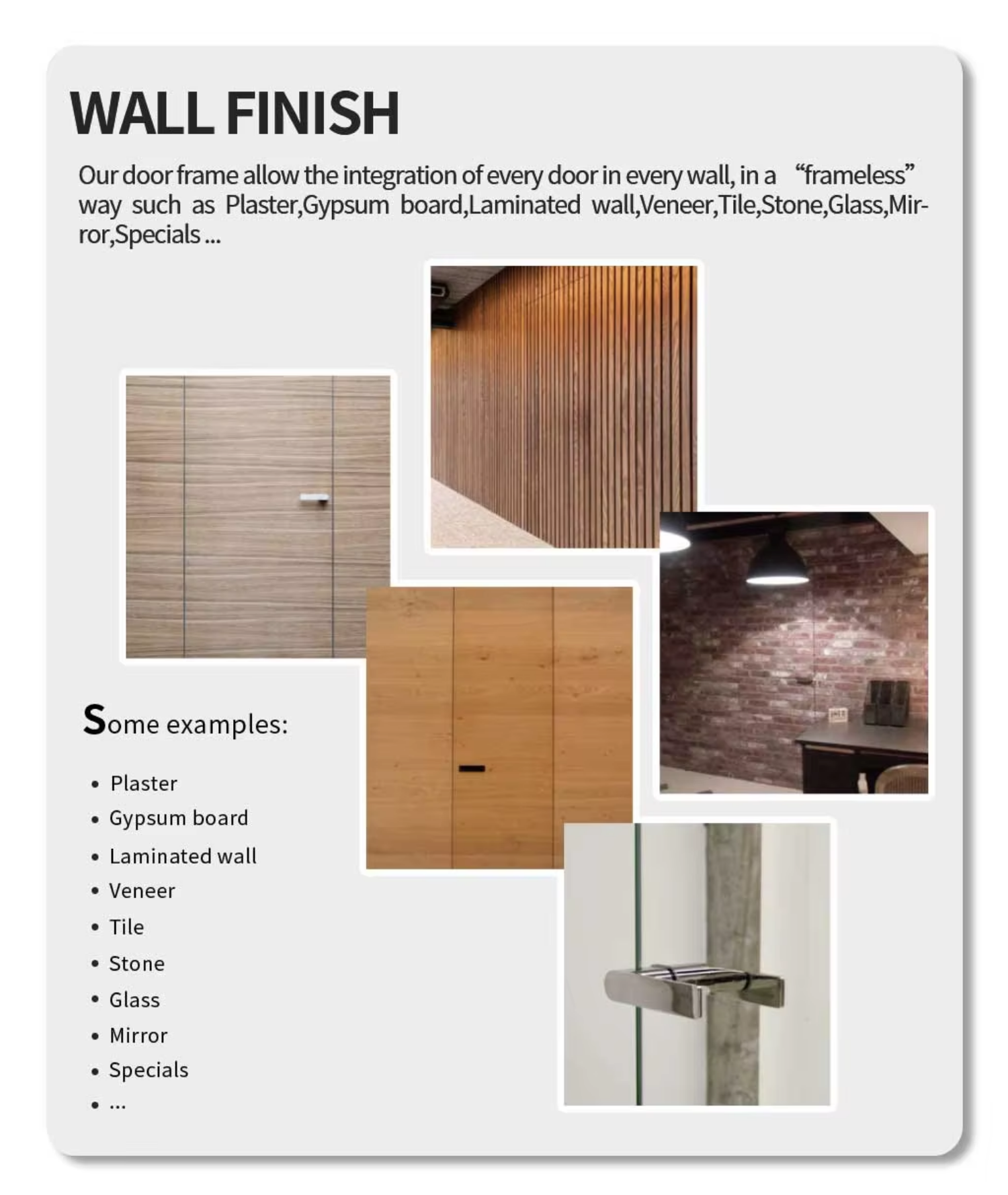 Residential Fireproof Moisture-proof MGO Door Slabs Latex & Art Coating Interior Aluminum Wood Hidden Invisible Door