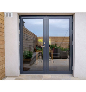 French Open Aluminum Alloy Steel Glass Door Double Entry Modern Design