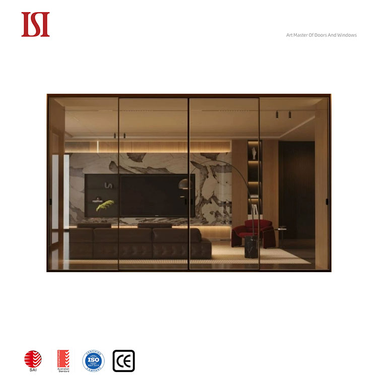 Top Brand 120 Series Modern Aluminum Sliding Glass Door Tempered Safety Glass Thermal Insulation for Bedroom Dining Bathroom
