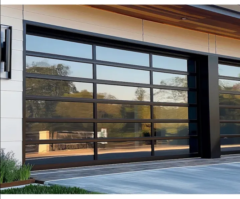 LongTai Transparent glass Windows Aluminium Garage Door Vertical Roll up Screens Doors for Garage Doors