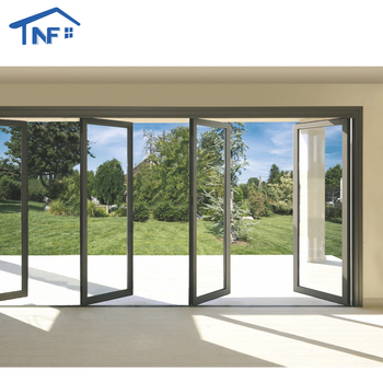 Custom Modern Aluminium Double Glass Folding Waterproof Slide Swing Bifold Panoramic Door for Patio Living Room Interior Balcony