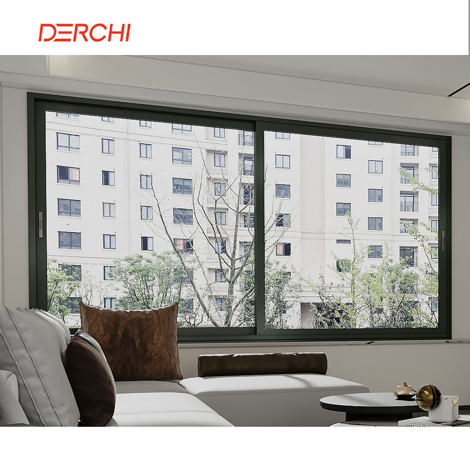 DERCHI AS2047 NFRC Simple Design Hurricane Impact Window Soundproof Double Glass Energy Efficient Aluminium Sliding Windows