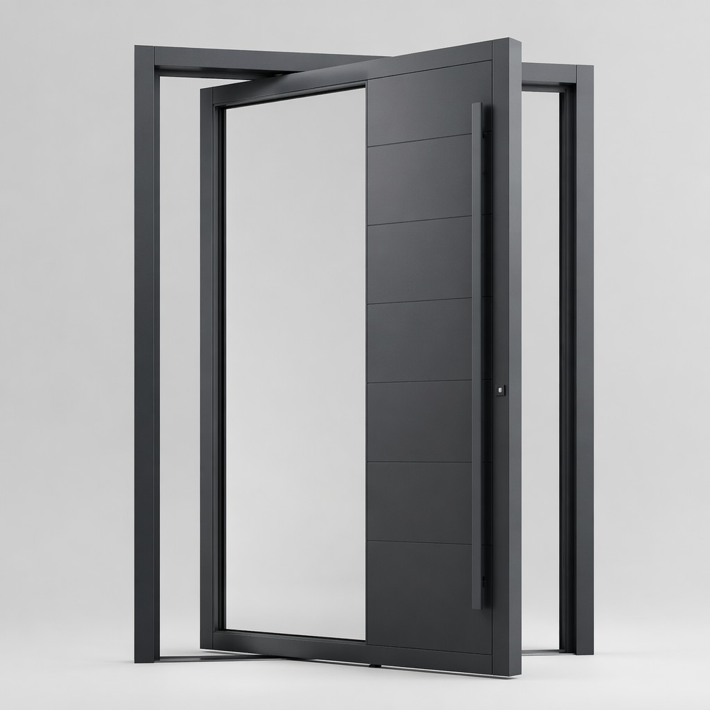Luxury Oversized Heat Insulation Aluminum Pivot Entrance Door With German Hardware For UAE Villa Mansion Verified Tempered Glass