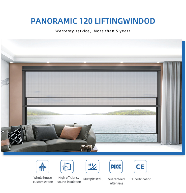 Eloyd Aluminum Automatic Vertical Sliding Window up and Down Glass for Villas' Exterior Lifting Balcony Window
