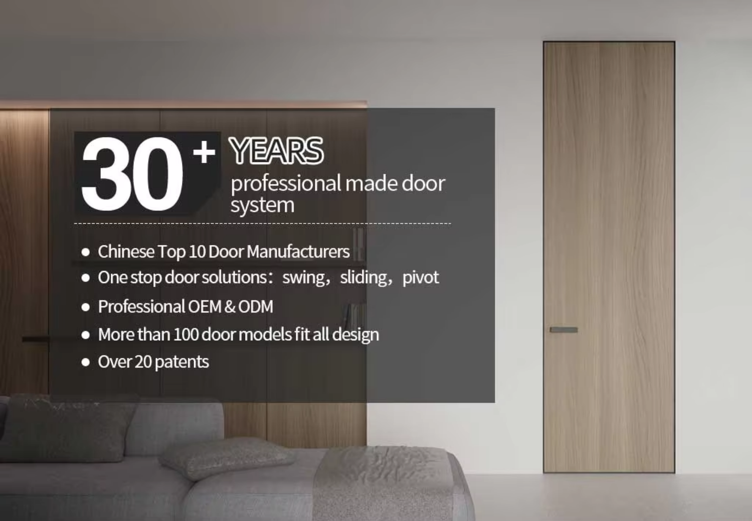 Residential Fireproof Moisture-proof MGO Door Slabs Latex & Art Coating Interior Aluminum Wood Hidden Invisible Door
