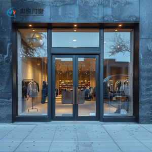 Modern Store Front Double Door Factory Price Commercial Doors System Aluminum Frame Tempered Glass for Mall & Hospital Use