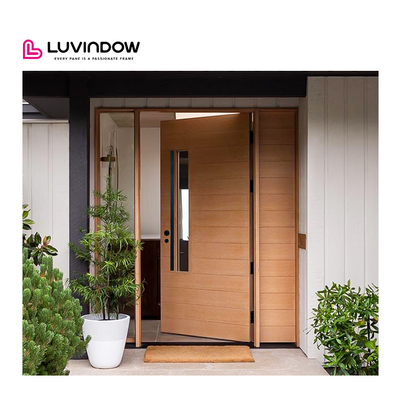 American Style Contemporary Solid Wood Entry Main Entrance Wooden Doors Front Doors for Houses Modern Exterior Main Pivot Door