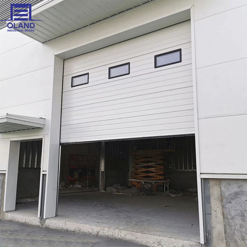 Industrial Overhead Sectional Door Thermal Insulation Aluminum Alloy Construction for Wind-Load Resistant Large Windows Natural