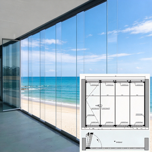 HDSAFE 8/10mm Frameless Glass Bi Folding Door Aluminum Track Waterproof Glass Partition Door Window