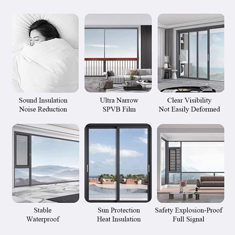 Double Glazed Aluminum Sliding Doors Windows Frameless Soundproof Sliding Glass Windows Customizable Size Kitchen Use