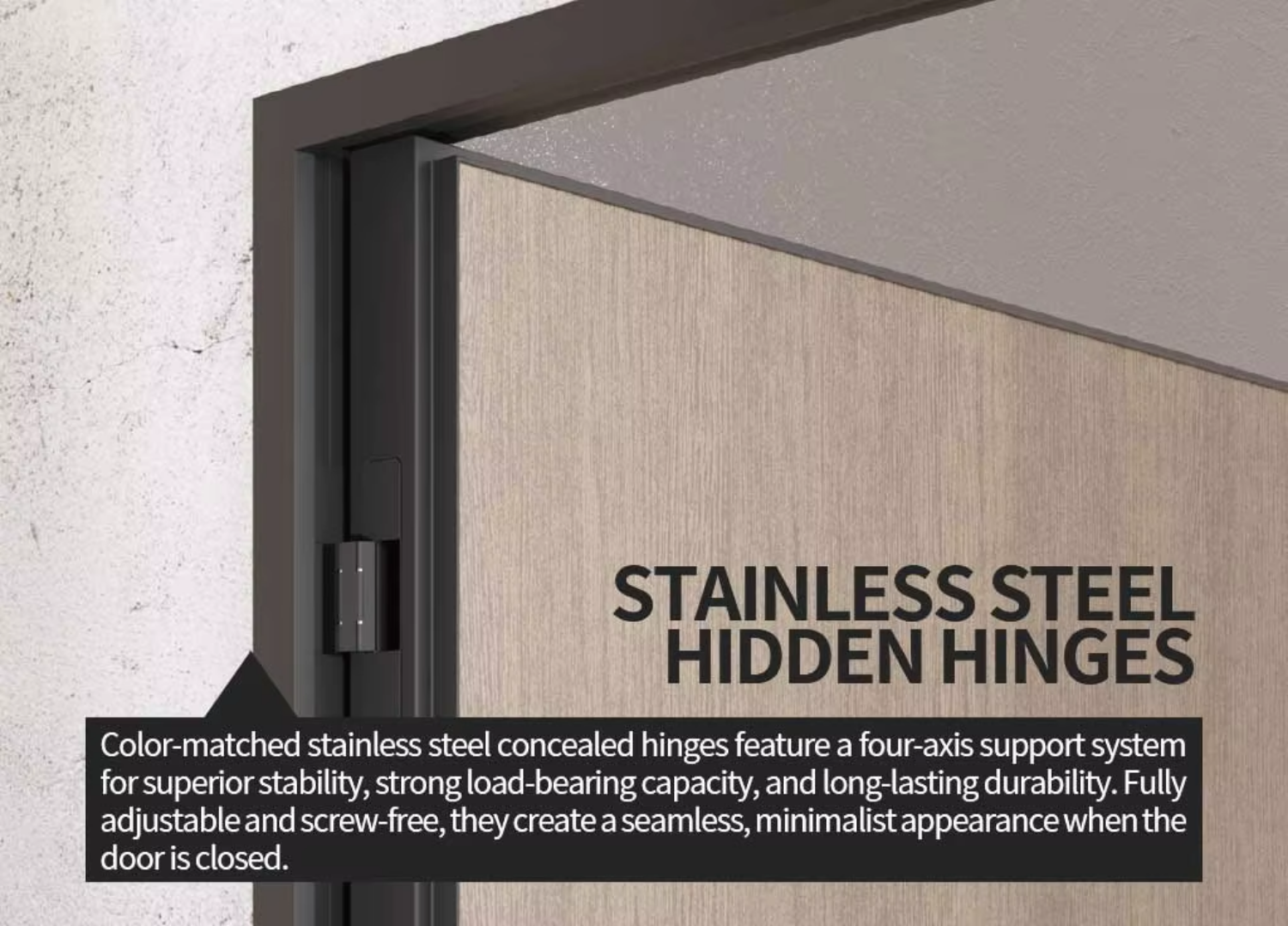 Residential Fireproof Moisture-proof MGO Door Slabs Latex & Art Coating Interior Aluminum Wood Hidden Invisible Door