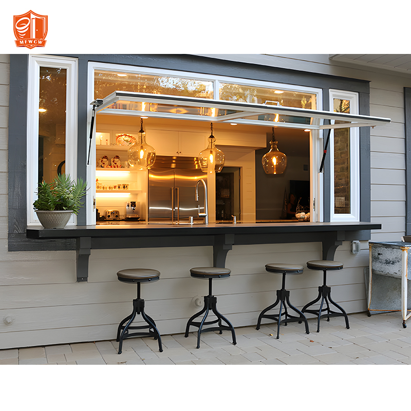 Customizable Color Vertical Louver Gas Strut Aluminum Alloy Frame Pass Through Windows Flip Out Push Out Glass Window