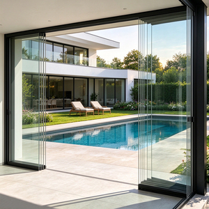 Commercial Project Sliding Bifold Door Large Full Open Glass Partition